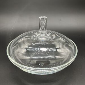 Vintage Corcoran Crystal Sweden Air Twist Bowl With Lid